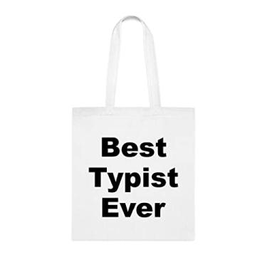 Imagem de Bolsa tote Typist, Melhor datificador de todos, presente de tipografia, presente para digitadores, bolsa de ombro de tipografia, bolsas reutilizáveis, ideia de de Natal, Branco