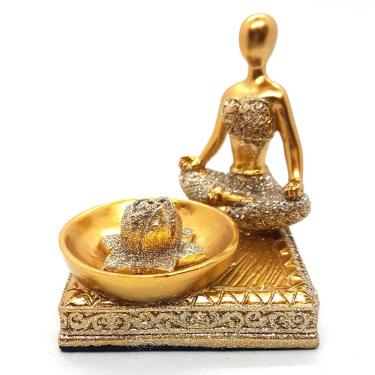 Imagem de Incensário Vareta Yogue Brilhante Meditando Orando 7cm