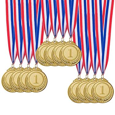 Imagem de 12 peças de medalhas de ouro – Medalhas vencedoras de prêmios de ouro para esportes, competições, festas, abelhas ortográficas, estilo olímpico, 5 cm