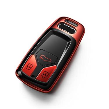 Imagem de Capa Tukeller para chave Audi Fob, capa protetora de chave de TPU macia especial compatível com Audi A4 Q7 Q5 TT A3 A6 SQ5 R8 S5 Smart Key, Vermelho