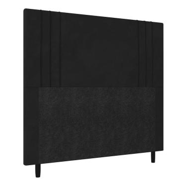 Imagem de Cabeceira Solteiro 90cm Ferrara Veludo Preto Com Frame Italian Flex