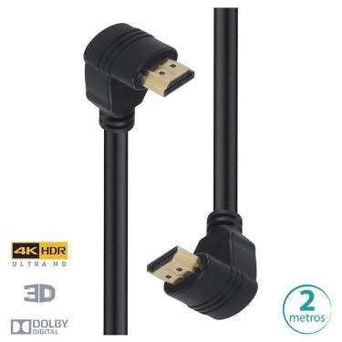 Imagem de Cabo Hdmi 2.0 4K Ultra Hd 3D Conexão Ethernet Conectores 90°