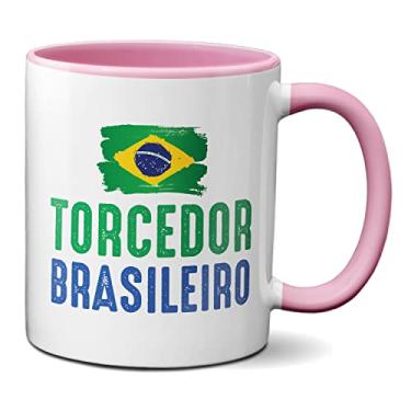 Imagem de Caneca Torcedor Brasileiro Bandeira Jogo Brasil Copa Mundo (Rosa)