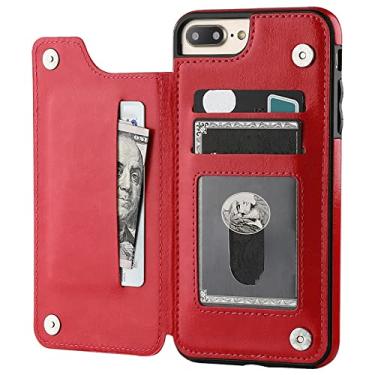 Imagem de Capa de couro premium slim fit de luxo para iphone 14 13 11 12 pro xs max xr x se 6s 6 7 8 plus porta cartão carteira slots caso flip, vermelho, para iphone 11 pro