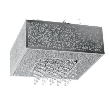 Imagem de Plafon Apolo Inox Quadrado Com Cristal Para Led 60 X 60 Cm