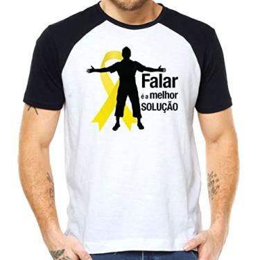Imagem de Camiseta falar é a melhor solução setembro amarelo Cor:Branco;Tamanho:G