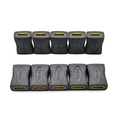 Imagem de (Pacote com 10) Adaptador HDMI fêmea para fêmea banhado a ouro Alta Velocidade HDMI Conectores de cabo de extensão 3D&4K Resolução