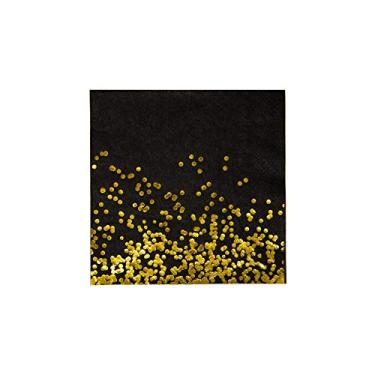 Imagem de Guardanapo descartável de bolinhas pretas e douradas para festas, decoração elegante, aniversário, aniversário, despedida de solteira, despedida de solteira, despedida de solteira, despedida de solteiro