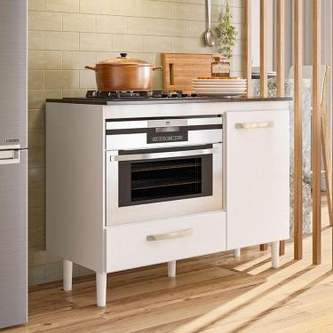 Imagem de Balcão Para Cooktop 105cm Com 1 Porta E 1 Gaveta Branco