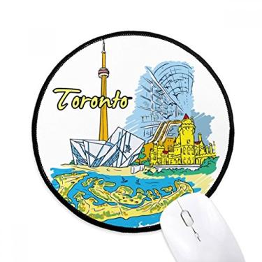 Imagem de DIYthinker Canada Sabor Toronto Cenário Marco Mouse Pad Desktop Escritório Tapete Redondo para Computador