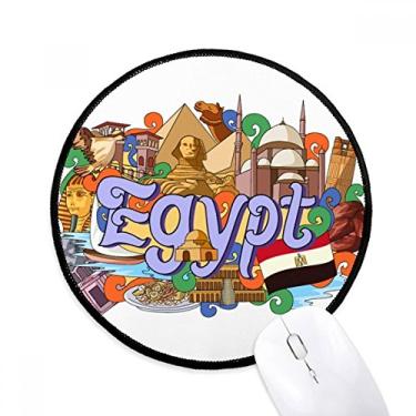 Imagem de DIYthinker Pirâmide do faraó Egito Graffiti Mouse Pad Desktop Office Tapete redondo para computador