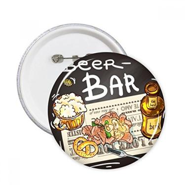 Imagem de Beer Bar Gourmet Pão França Alfinetes redondos Emblema Botão Decoração Acessório 5 peças