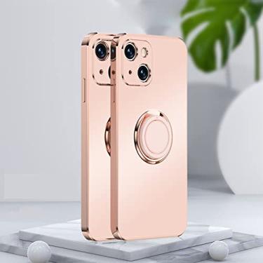 Imagem de Capa macia fosca quadrada fosca de luxo para iphone 14 13 12 11 pro xs max mini se x xr 7 8 plus suporte de anel de metal tampa traseira, rosa, para iphone xr