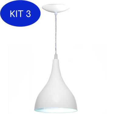 Imagem de Kit 3 Luminária Pendente Gota Em Alumínio - Cor Branca - Estillo E Luz