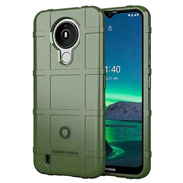 Imagem de Caso de capa de telefone de proteção Capa de silicone à prova de choque à prova de choque de silicone Nokia 1.4, Tampa do protetor com forro fosco (Color : Army Green)