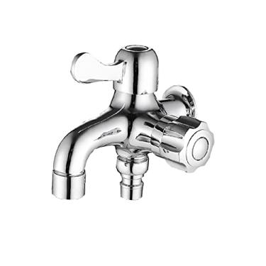 Imagem de LIDON Máquina de lavar torneira de mistura de água fria bico duplo latão torneira de pia de lavanderia adaptador de torneira de máquina de lavar adaptador de torneira de saída dupla cozinha banheiro, cromo B (cor: cromo I)