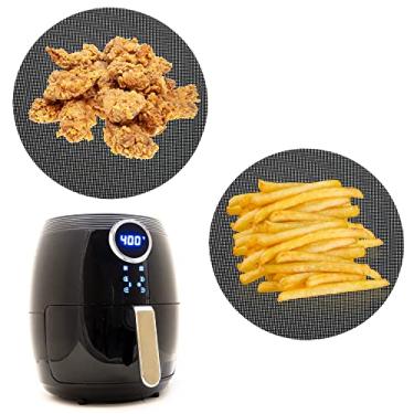 Imagem de Kit 2 Pçs Tapete Manta Para Fritadeira Elétrica Airfryer Redondo Forro Protetor Culinário Antiaderente Reutilizável (Redondo M - 23cm)