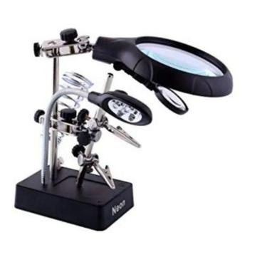 Imagem de Lupa Leds Mesa Bancada Cabeceira Estante Garra Solda