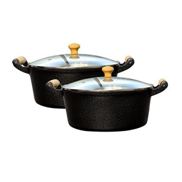 Imagem de Jogo 2 Panelas Alumínio Batido Craqueada N 26 e 30 Tampa Vidro