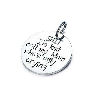 Imagem de Etiqueta divertida para animais de estimação, etiqueta divertida para cães, etiquetas personalizadas para identificação de animais de estimação para donos de cães ou amantes de cães, Sht I'm Lost, ligue para minha mãe, ela está chorando feio, Aço inoxidável, etiqueta para coleira de cachorro, etique