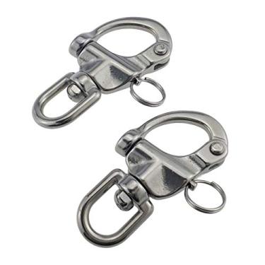 Imagem de Keehui Par 3-1/2 polegadas Snap Shackle Snap Shackle Quick Release Bail Rigging Sailing Boat Marine 316 Aço inoxidável para veleiro Spinnaker Halyard