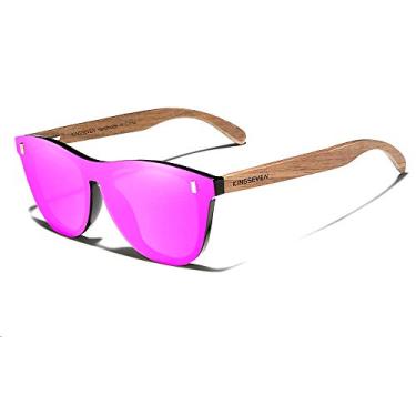 Imagem de Óculos de Sol Masculino Kingseven de Madeira Polarizados UV400 Anti-Reflexo W5510 (Roxo)