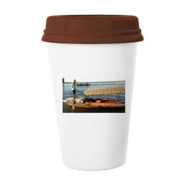 Imagem de Caneca de cerâmica para presente Art Deco de pescador, caneca de café para beber vidro