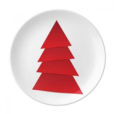 Imagem de Árvore de Natal abstrata padrão origami prato decorativo de porcelana salver talheres, prato de jantar