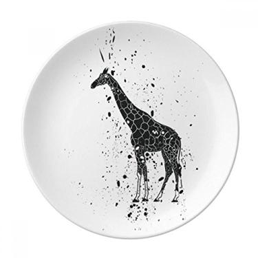 Imagem de Girafa Mexicana, Prato Simples Preto e Branco, Prato Decorativo de Porcelana, Prato de Jantar
