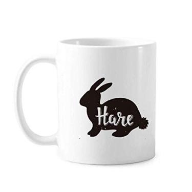 Imagem de Hare Caneca de animal preta e branca de cerâmica copo de porcelana de café