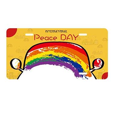 Imagem de DIYthinker Placa de licença LGBT arco-íris gay lésbica transgênero placa etiqueta decoração de carro dia da paz