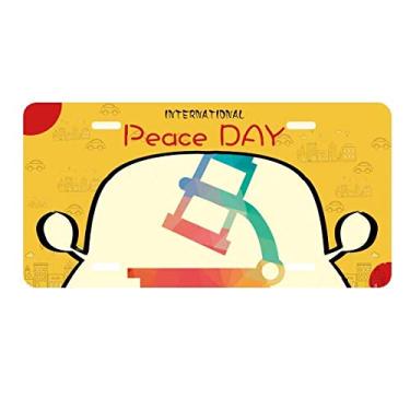 Imagem de DIYthinker Placa de licença com estampa de microscópio de desenho animado para decoração de carro Dia da Paz