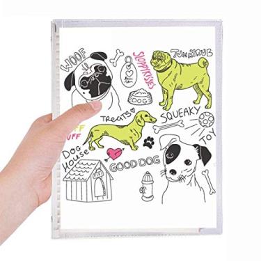 Imagem de Desenho de cachorro com texto de desenho animado, estampa de ilustração, caderno de folhas soltas, diário recarregável, papelaria