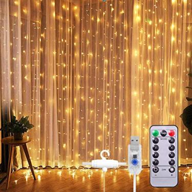 Imagem de Luz de LED, 3 metros, 300 LEDs, à prova d'água, luz de cortina USB, fio de cobre, cordão de luz de fada para decoração de quarto