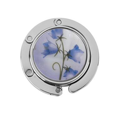 Imagem de Inzopo Bolsa dobrável de mão com gancho de mesa, flor azul