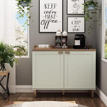 Imagem de Balcão Cantinho do Café Tampo Mdf Iluminata Genialflex Verde Mint/ébano