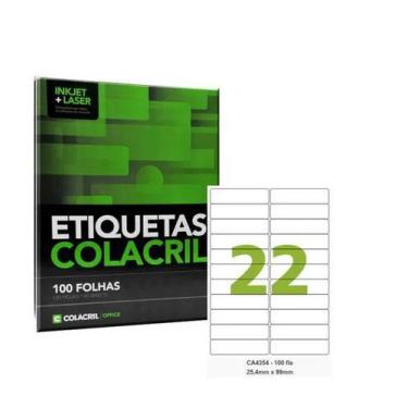Imagem de Pacote Etiquetas Adesiva A4 Ca4354 25,4mm X 99mm 100 Folhas - Colacril