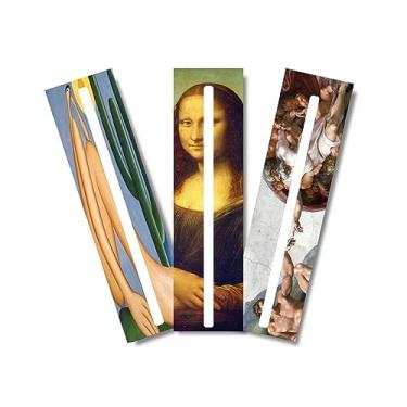 Imagem de Kit 3 Marcadores de página Guia de Apoio à Leitura - Grandes Obras, A Criação de Adão, Mona Lisa e Abaporu de tarsila do amaral guia de leitura transparente tira material escolar livros foco sobreposições para dislexia estudante