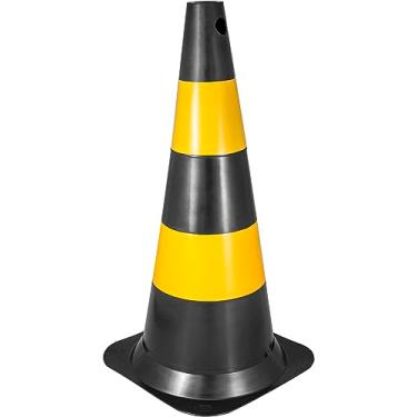 Imagem de Cone de Sinalização com 75 cm, Preto e Amarelo, em Polietileno, Vonder VDO2294