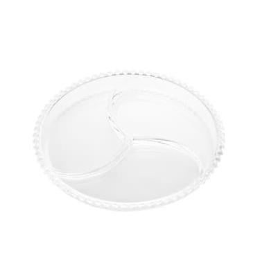 Imagem de Petisqueira Redonda com 3 Divisórias Wolff Gourmet em Cristal Transparente - 23 cm