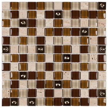 Imagem de Pastilha de Mármore com Vidro e Inox Tiberio Marrom/Claro/Escuro