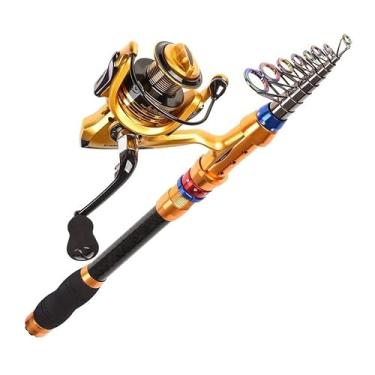 Imagem de Varas de pesca vara e carretel combo água salgada água doce 3,6 m fibra de carbono vara de pesca telescópica e carretel combo vara de pesca telescópica (tamanho: 2,1 m)