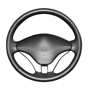 Imagem de Capa de volante de carro de couro confortável antiderrapante costurada à mão preta, apto para Mitsubishi Pajero 2008 2009 2010 2011 V73 2011 L200