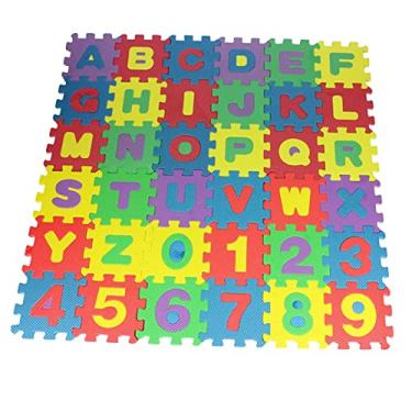 Imagem de MERIGLARE Conjunto de 36 Peças Quebra-cabeça Play Mat Alfabeto Número EVA Multi Color Educacional Tapete Quebra-cabeça Azulejos para Crianças Atividade de Apren, 9cm x 9cm