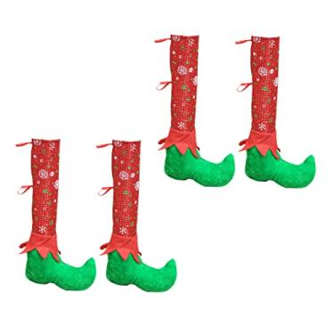 Imagem de Abaodam 16 Peças Tampas De Perna De Cadeira De Mesa De Móveis Capas De Móveis De Natal Meias Elfo Capa De Perna De Mesa Decoração De Mesa De Festa De Natal Elfo Capa De Perna De Cadeira