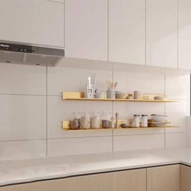 Imagem de Prateleiras De Parede Flutuantes, Prateleiras Emissoras De Luz De Liga De Alumínio Monograma De Parede De Cozinha Divisória Iluminada Por Led Laminados Montados Na Parede (Color : Gold, Size : 90x20