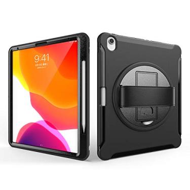 Imagem de QYiD Capa para iPad Pro 12,9 (2018) Capa protetora robusta com suporte, alça de mão e slot para caneta embutido para Apple iPad Pro 12,9 (2018) / A2014 / A1895 / A1983 / A1876 (preto)
