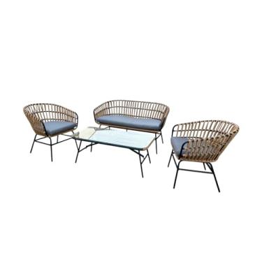 Imagem de Conjunto de Àrea Externa Portofino com 1 Sofá, 2 Poltronas 1 Mesa - Chumbo/Ratan