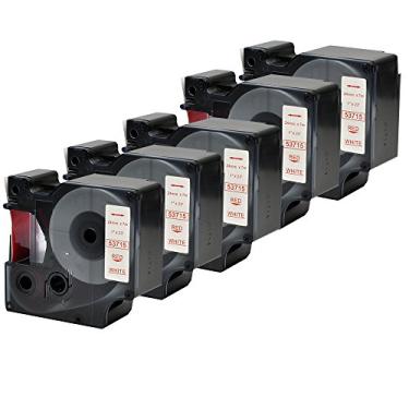 Imagem de 5PK D1 etiqueta padrão 53715 fita cassete vermelha sobre branca 2,5 cm x 7,8 m, compatível com Dymo LabelManager 260P 210D 450D