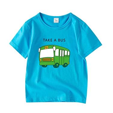 Imagem de Tamanho 16 para meninos e meninas, estampa de desenho de carro, casual, roupas infantis, camisetas curtas para meninos, tamanho médio, Azul, 12-18 Months